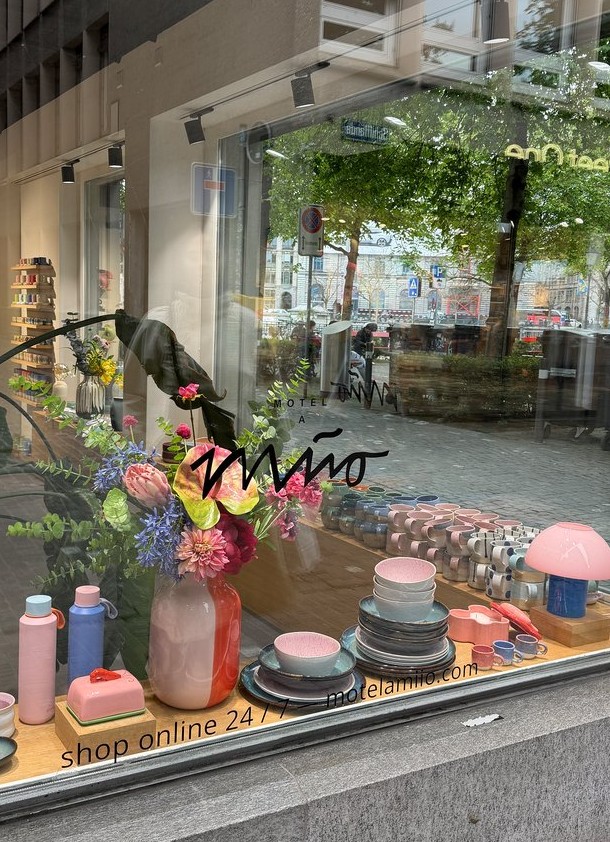 A flower shop window display in Warsaw